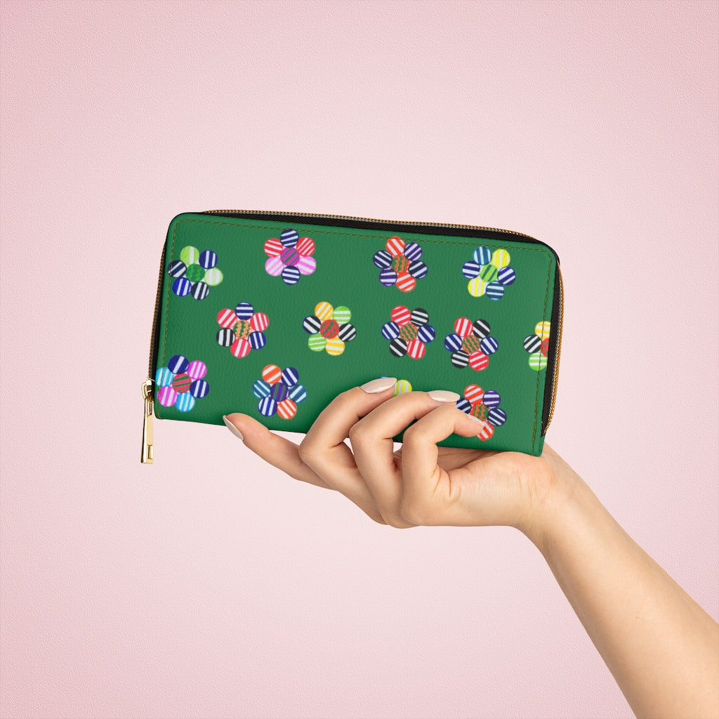 emerald floral print clutch wallet