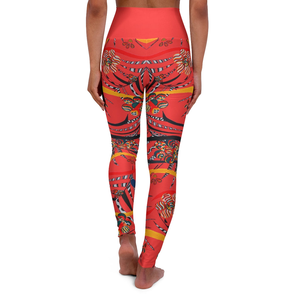 vermillion animal & floral print yoga leggings