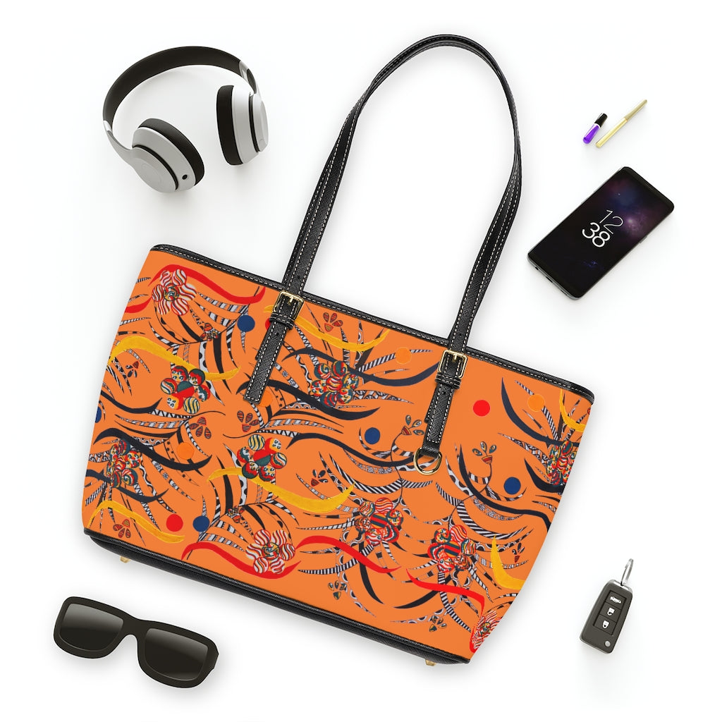 peach  animal & jungle print tote bag