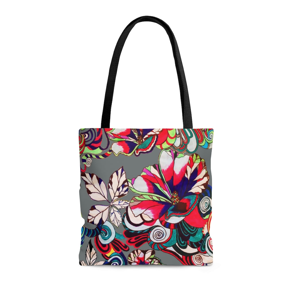 AOP Artsy Floral Pop Ash Tote Bag