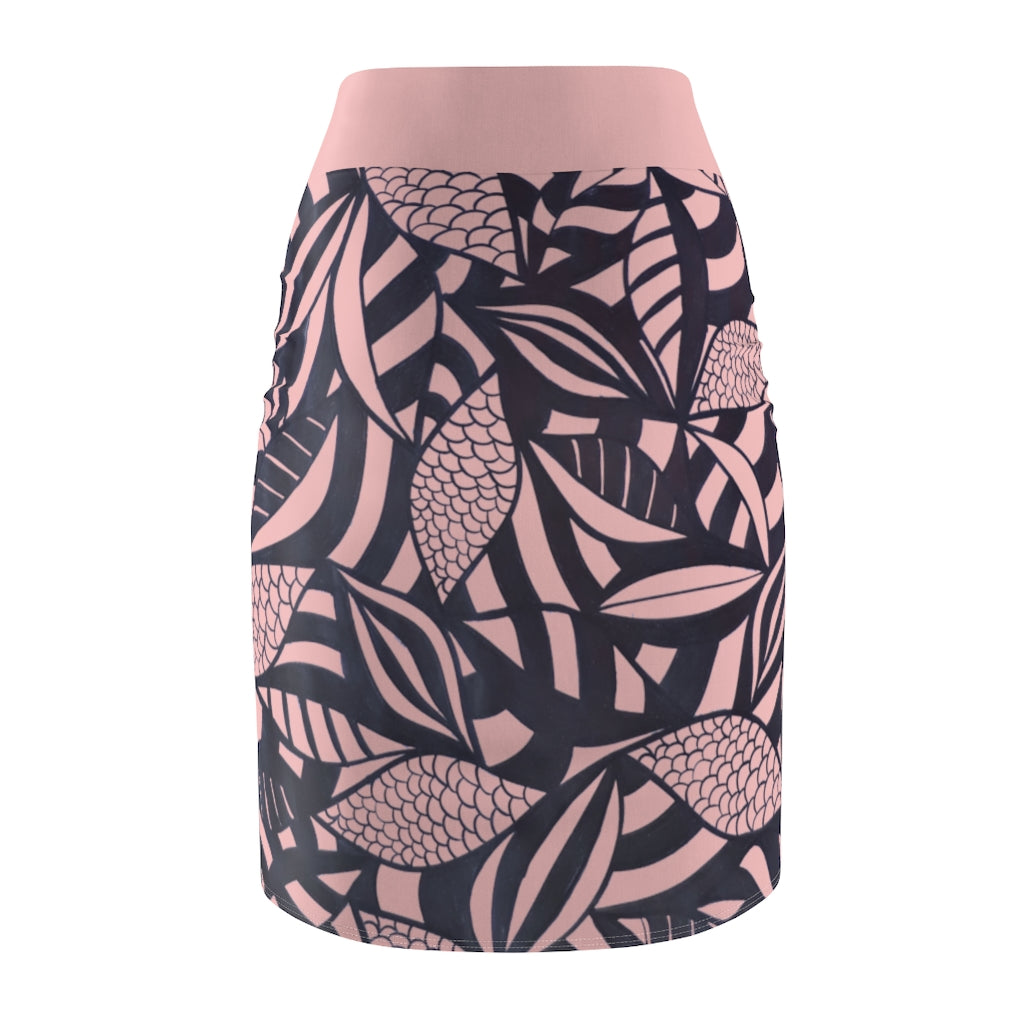 Pink Tint Tropical Minimalist Pencil Skirt