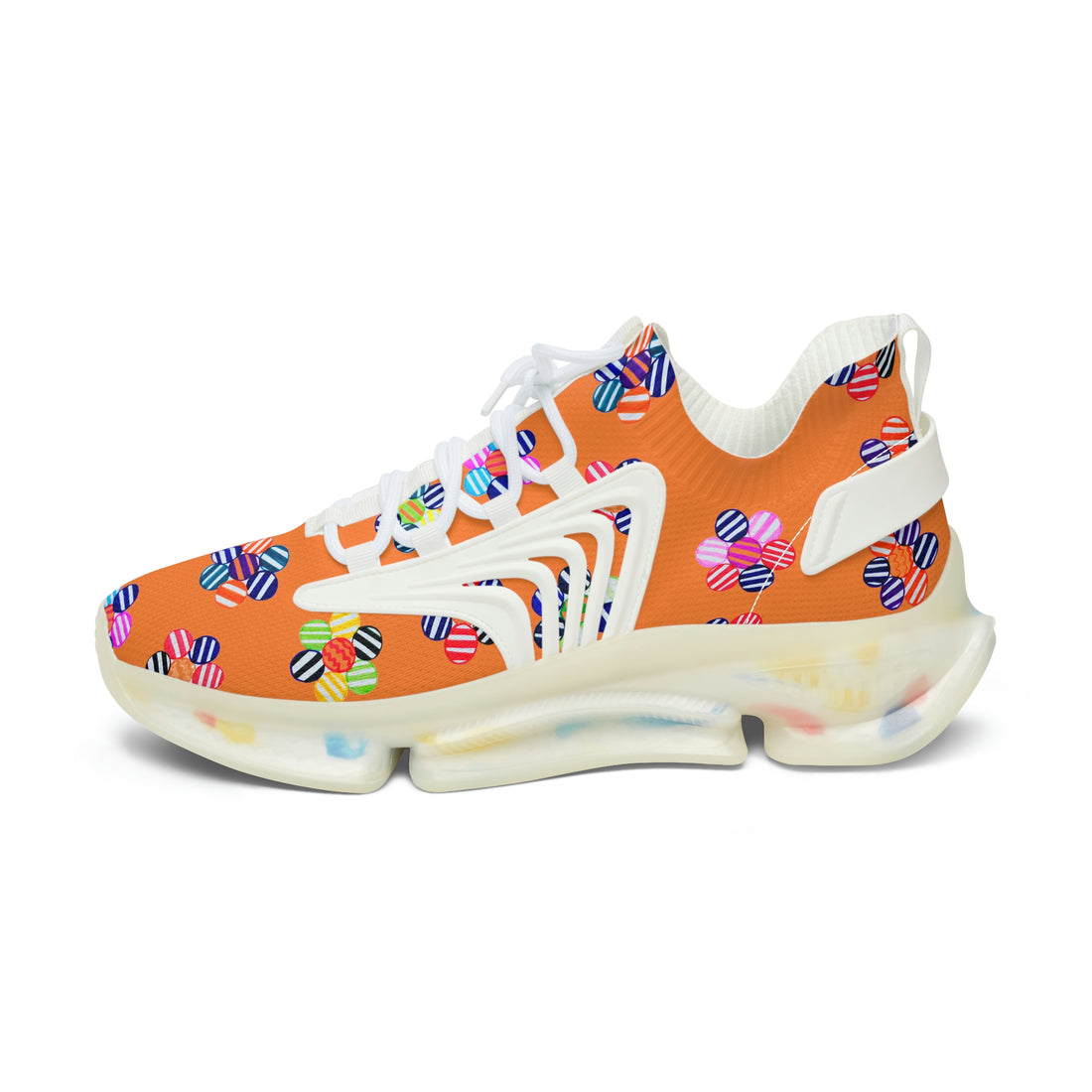 Peach Candy Floral Printed OTT Women's Mesh Knit Sneakers